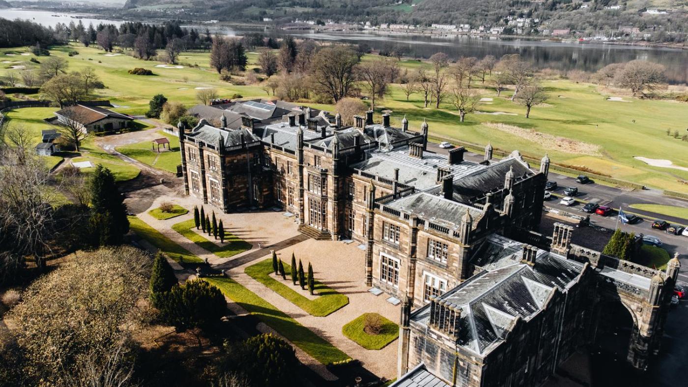 マー ホール ゴルフ＆スパ リゾート ビショップトン エクステリア 写真 Aerial view of the hotel